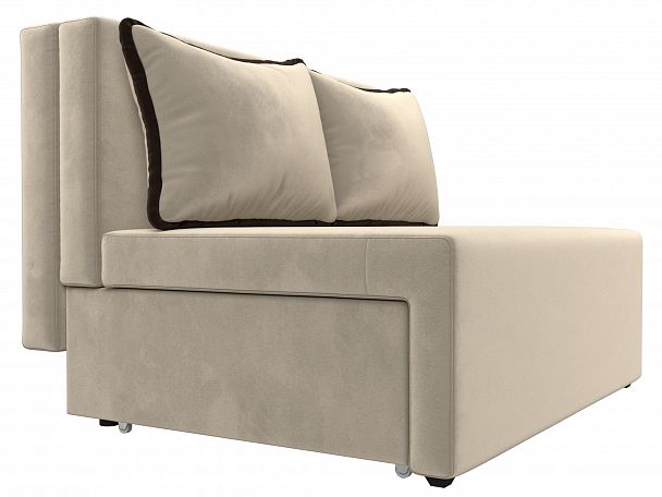 Диван прямой Лагуна (полностью микровельвет беж, кант микровельвет кор) - Вид 3