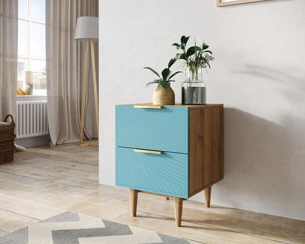 Тумбочка с двумя ящиками Line LN07/GR1/blue - Вид 3