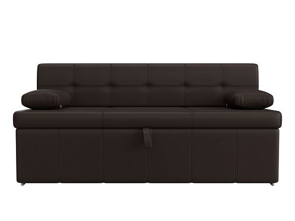 Кухонный прямой диван Лео (полностью экокожа коричневая) - Вид 2
