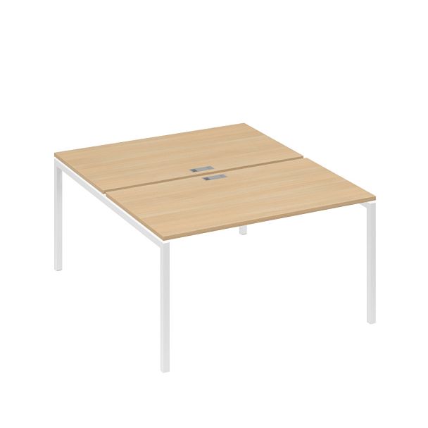 Рабочая станция 2х140 с металлокаркасом DUE A4 А4 Б2 177 БП натуральный дуб / металлокаркас белый - Вид 1