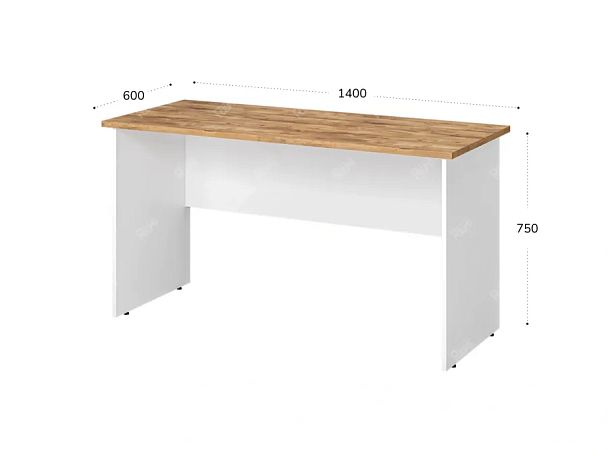 TANDEM RTD019-140-ME Стол прямоугольный ун-й 1400х600х750 Таксония медовая/Белый - Вид 2