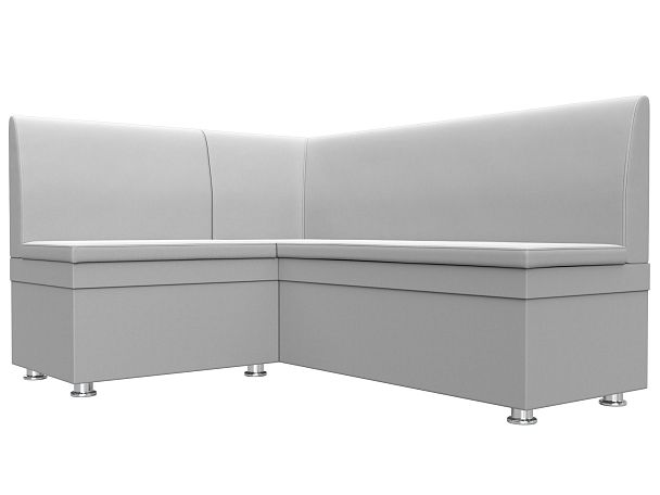 Кухонный угловой диван Уют левый (полностью экокожа белая) - Вид 3