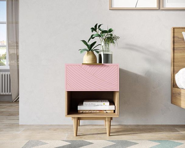 Тумбочка с верхним ящиком Line LN10/GR1/pink - Вид 4