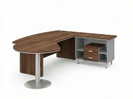 BRL RB072-235x200R Стол рук-ля R угл. бриф и тумба 2 ящ. 2350х2000х760 Орех Вармия/Серый вулканич. - Фото предпросмотра