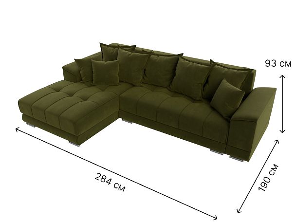 Угловой диван НордСтар левый угол Микровельвет зеленый - Вид 9