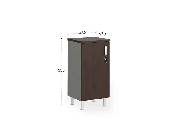 БЕРЛИН / BERLIN Шкаф закрытый узкий 2 уровня левый 450х430х930 Венге/Серый - Вид 2