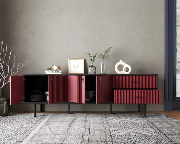 Комод с четырьмя дверками и двумя ящиками Emerson арт EM04/red/L - Вид 2