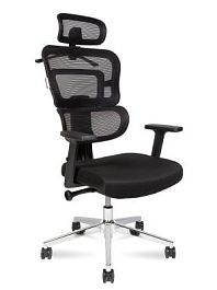 Кресло офисное / Ergo / черный пластик / черная сетка / черная ткань - Фото предпросмотра