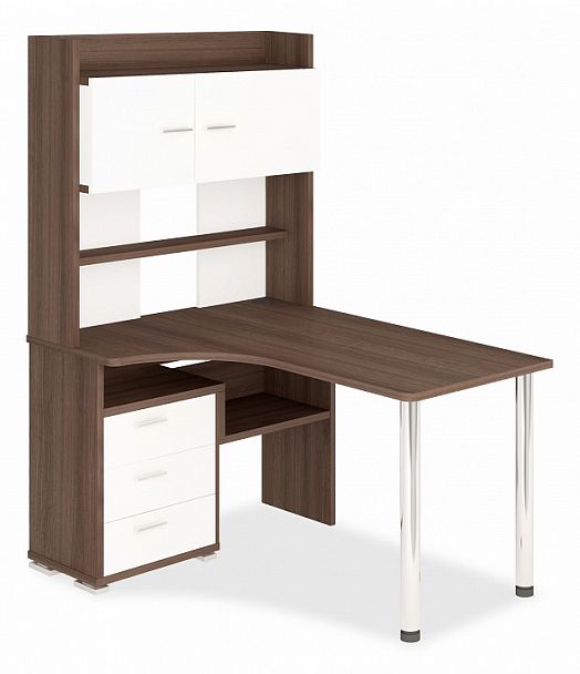 Стол компьютерный Домино СР-133 Белый/Шамони левый - Вид 1