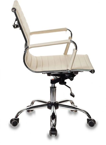 Кресло руководителя Бюрократ CH-883-LOW слоновая кость экокожа низк.спин. крестов. металл хром - Вид 2