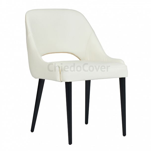 Стул Мила, светло серая экокожа, черные ножки - Вид 1