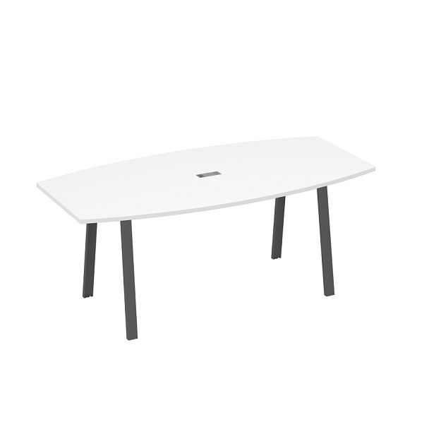 Стол для переговоров 200 на каркасе TRE A4 А4 Б3 113 БП белый премиум / металлокаркас антрацит - Вид 1