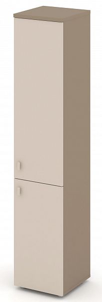 Шкаф высокий узкий (1 низкий фасад ЛДСП + 1 средний фасад ЛДСП) "ESTETICA" ES.SU-1.3  Капучино - Вид 2