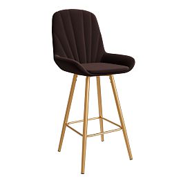 Стул ЮККИ Основание №5 Барный конус Золотое Велюр тип 2 Бурый - Фото предпросмотра
