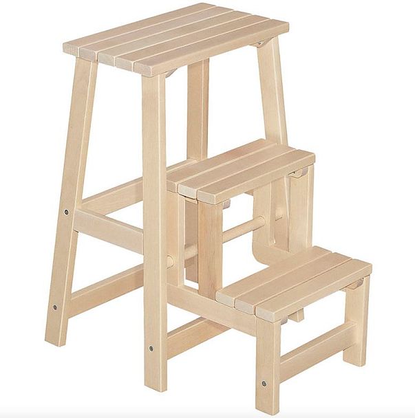 Табурет-стремянка Массив Бесцветный (Лак) - Вид 1