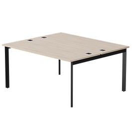 Бенч-система на 2 места Everprof EVO на металлокаркасе 1580х670(1370)x755 опоры 45гр Дуб Соната/Черный - Фото предпросмотра