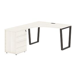 Стол эргономичный с тумбой EVCET 1318(L) Ясень Траун/Мокко 1360х1880х750 EDIS - Фото предпросмотра