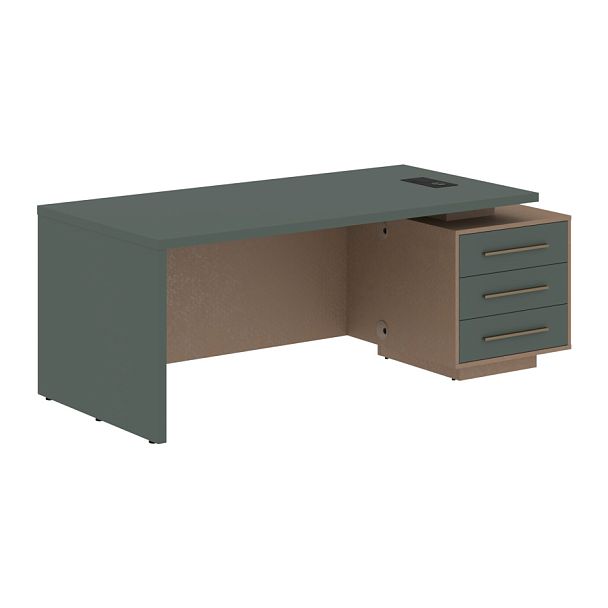 Стол руководителя с тумбой VCT 2090(R) Нефрит/Бронза браш/Кобра 2000х900х750 VELION - Вид 1