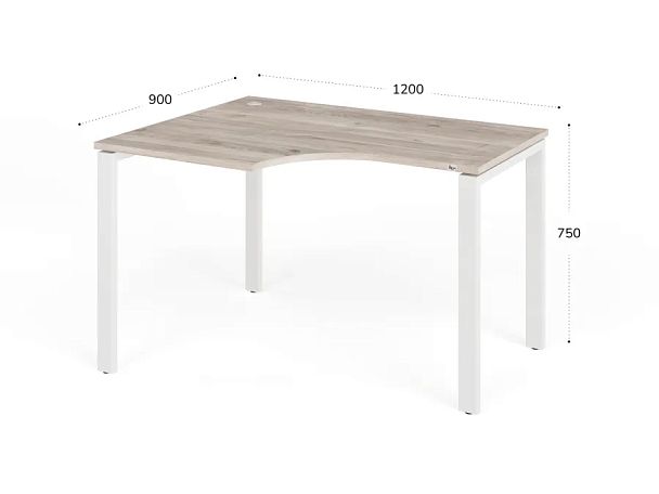 TANDEM RTD072-MK-120L-MA Стол угловой на металлокаркасе левый 1200х900х750 Дуб Маувелла/Белый - Вид 2