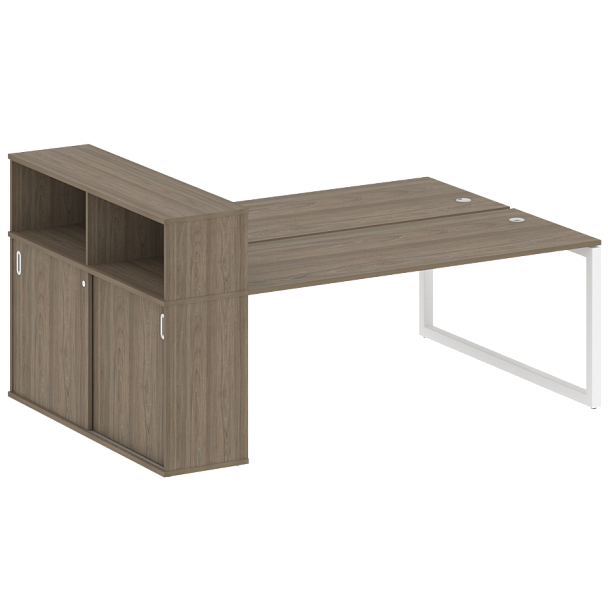 Metal System Quattro Р. ст. с шкафом-купе на О-образном м/к 50БО.РС-СШК-2.5 Т Вяз/Белый металл 2210*1475*1098 - Вид 1