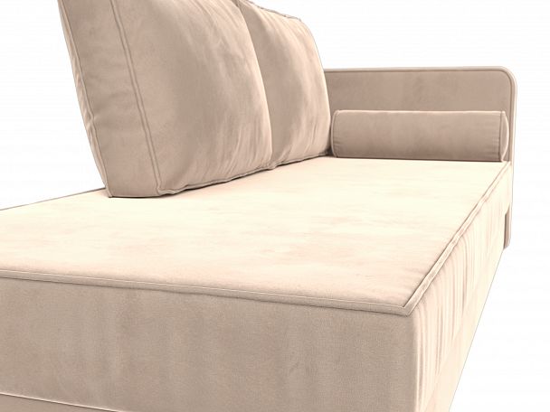 Кушетка Прайм правый (полностью велюр бежевый) - Вид 4