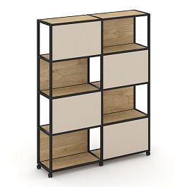 Shelf Mobile Стеллаж 5 уровней 2 секции VR.LT-STK-516.12 Тиквуд Светлый/Металл Черный/W-04 2370*400*2000 - Фото предпросмотра