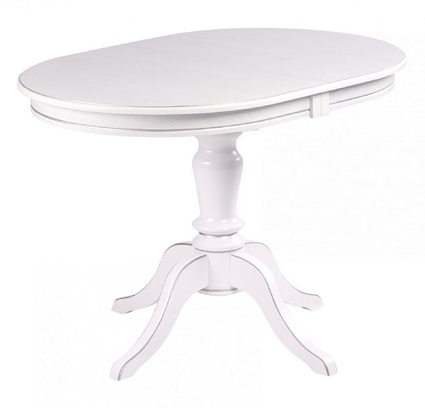 Обеденная группа стол Элат D90(130)х90х76 Белый с серебряной патиной и 4 стула Арктос Белый с серебряной патиной/Бирюзовый жаккард - Вид 2