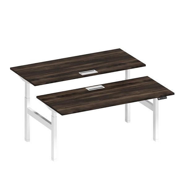 Рабочая станция на электроприводе с заглушками Elevo А2 БГ 104 ДР дуб ристретто/ белый гладкий - Вид 1