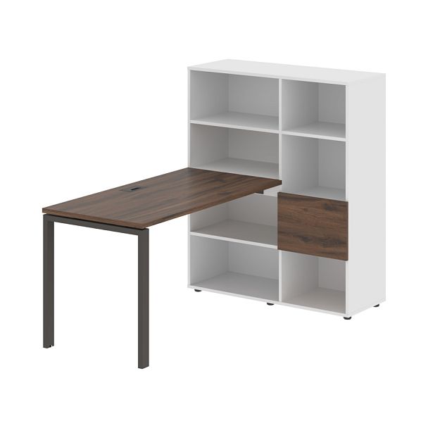 Стол-стеллаж EURST 1113 Дуб Денвер тёмный/Мокко/Белый 1790х1120х1355 EDIS - Вид 1