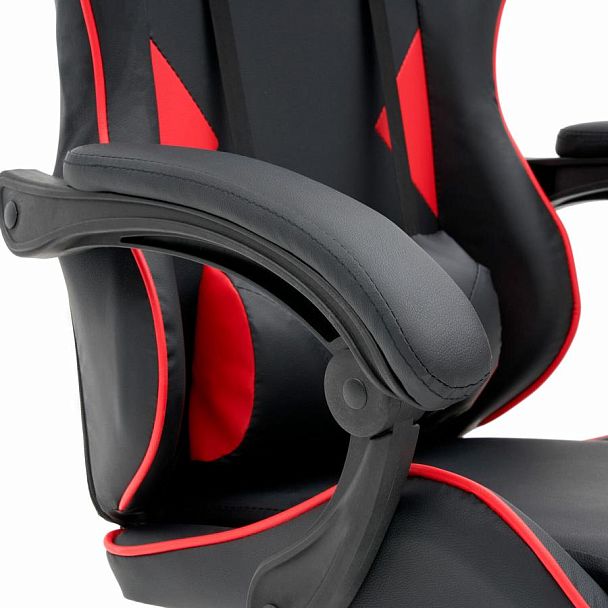 Кресло компьютерное CROMEX "Joker GM-125", две подушки, экокожа, черное/красное, 532954 - Вид 12