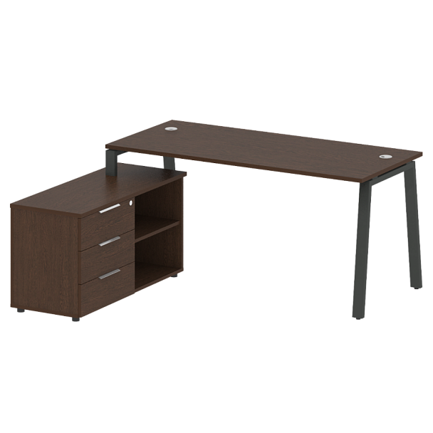 Metal System Р. ст. с тумбой на А-образном м/к БА.РС-СТС-2.4 (L) Венге/Антрацит металл 1700*1520*750 - Вид 1