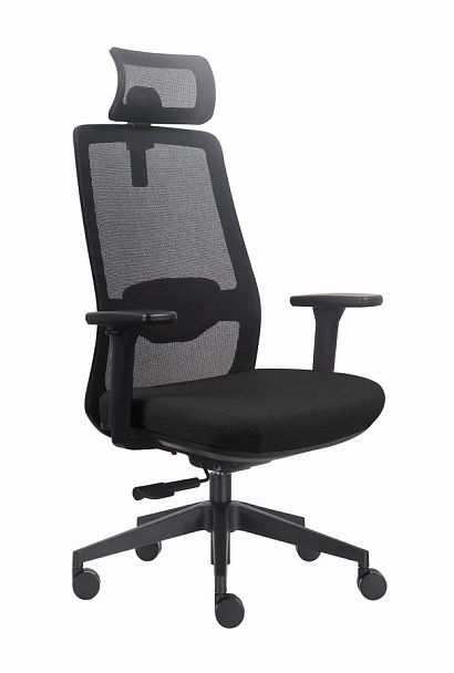 Кресло офисное / Cross / черная сетка/черная ткань/нейлоновая база - Вид 1