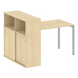 Metal System Quattro Стол письменный с шкафом-купе на П-образном м/к 40БП.РС-СШК-3.2 Т Акация/Серый металл 1610*1120*1098 - Фото предпросмотра