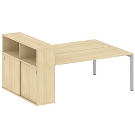 Metal System Quattro Р. ст. с шкафом-купе на П-образном м/к 50БП.РС-СШК-2.5 Т Акация/Серый металл 2210*1475*1098 - Фото предпросмотра