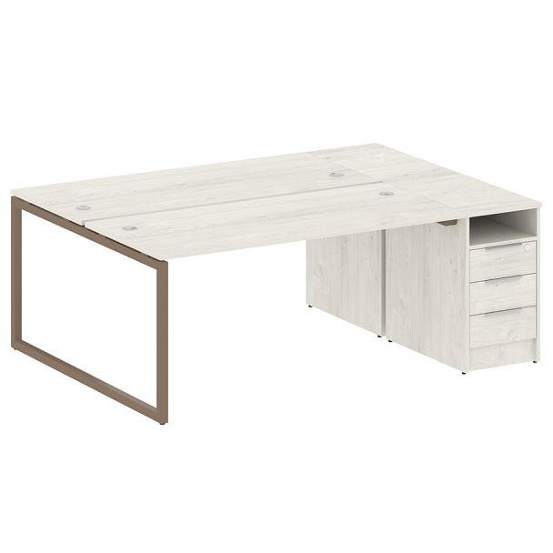 Metal System Quattro Р. ст. с тумбой на О-образном м/к 40БО.РС-СТП-2.4 Дуб наварра/Мокко металл 2012*1475*750 - Вид 1