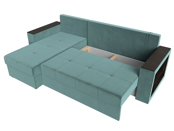 Диван угловой Дубай Лайт угол левый (полностью велюр бирюзовый) - Вид 8