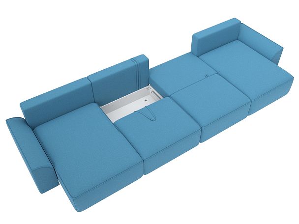 Диван п-образный Лига-048 НПБ лонг Рогожка голубой - Вид 8