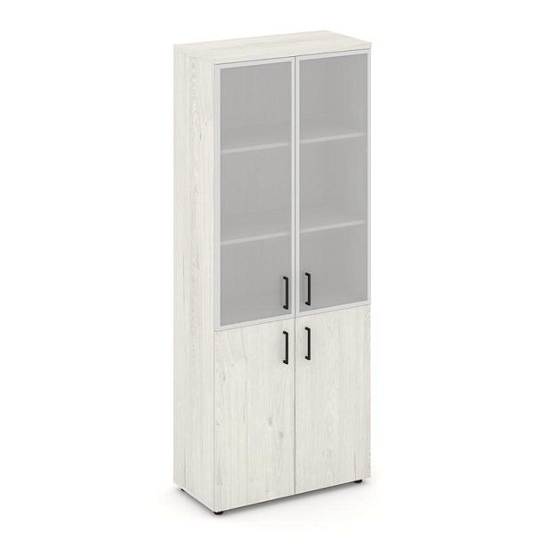 Стайл Проджект Шкаф высокий широкий SN.STS-103 Дуб Наварра/Сатин/Черный Ручки 796*400*1982 - Вид 1