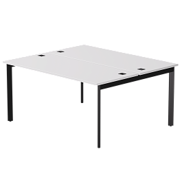 Бенч-система на 2 места Everprof EVO на металлокаркасе 1580х670(1370)x755 опоры 45гр Белый/Черный - Фото предпросмотра