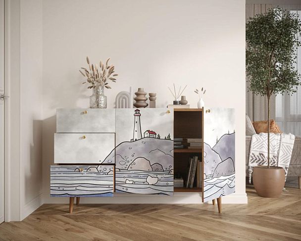 Комод Berber с двумя дверками и ящиками арт BB17/Print_51 - Вид 2