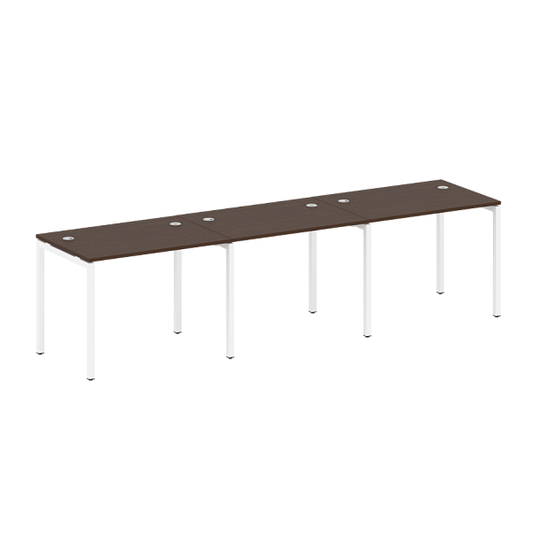 Metal System Quattro Р. ст. на 3 раб. места на П-образном м/к 40БП.СМ-3.1 Венге/Белый металл 3000*720*750 - Вид 1