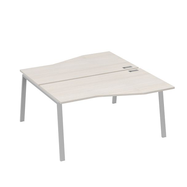 Рабочая станция (2х160) столы Техно на опорах TRE A4 А4 Б3 191  БП дуб / металлокаркас серый - Вид 1