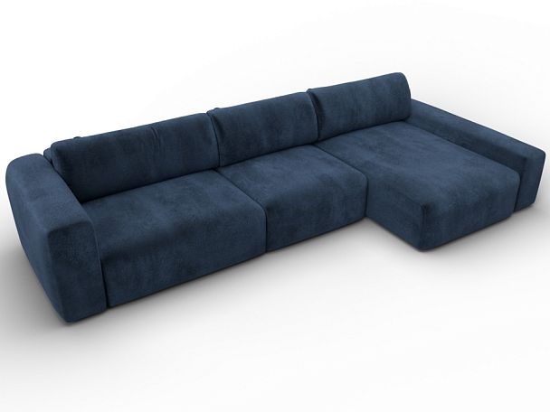 Диван угловой Лига-066 НПБ Лонг угол правый Велюр синий - Вид 6