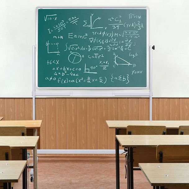 Доска для мела/магнитно-маркерная НА СТЕНДЕ 100х150 см, 2-сторонняя, зеленая/белая, STAFF, 238006 - Вид 9