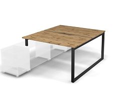 MATRIX 121В201-O Стол прямой двойной с опорой на тумбу, пров. вырез. (O-опоры) 1380х1590х775 Дуб Кра - Фото предпросмотра