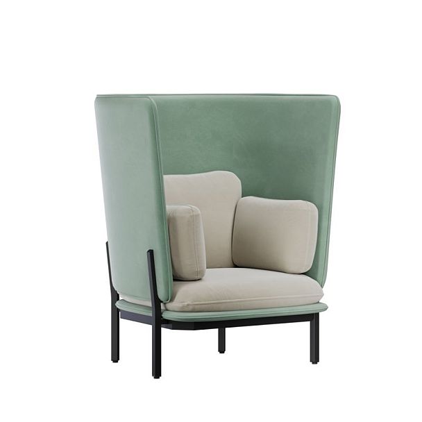 Stato Диван одноместный с высокой спинкой STA-01 Velutto 13/Velutto 14/Металл Черный 1070*900*1200 - Вид 1