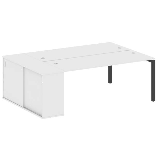 Metal System Quattro Р. ст. с шкафом-купе на П-образном м/к 50БП.РС-СШК-1.5 Т Белый/Антрацит металл 2210*1475*750 - Вид 1