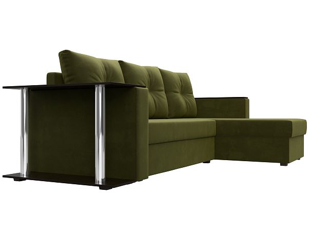 Угловой диван Атланта Лайт правый (полностью микровельвет зеленый) - Вид 3