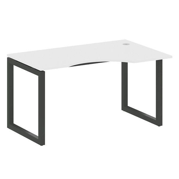 Metal System Quattro Стол криволинейный правый на О-образном м/к 50БО.СА-2 (R) Белый/Антрацит металл 1400*900*750 - Вид 1