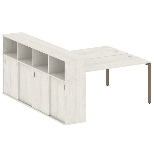 Metal System Quattro Р. ст. с шкафом-купе на П-образном м/к 40БП.РС-СШК-4.4 Т Дуб наварра/Мокко металл 2010*2332*1098 - Вид 1